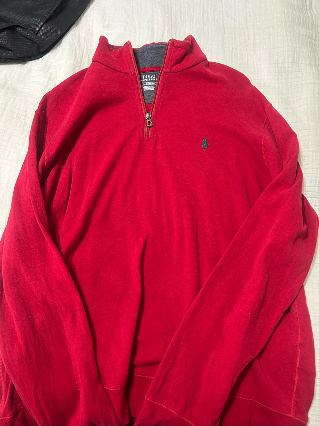 Polo By Ralph Lauren Men’s Red Half-Zip Sweatshirt With Green Pony